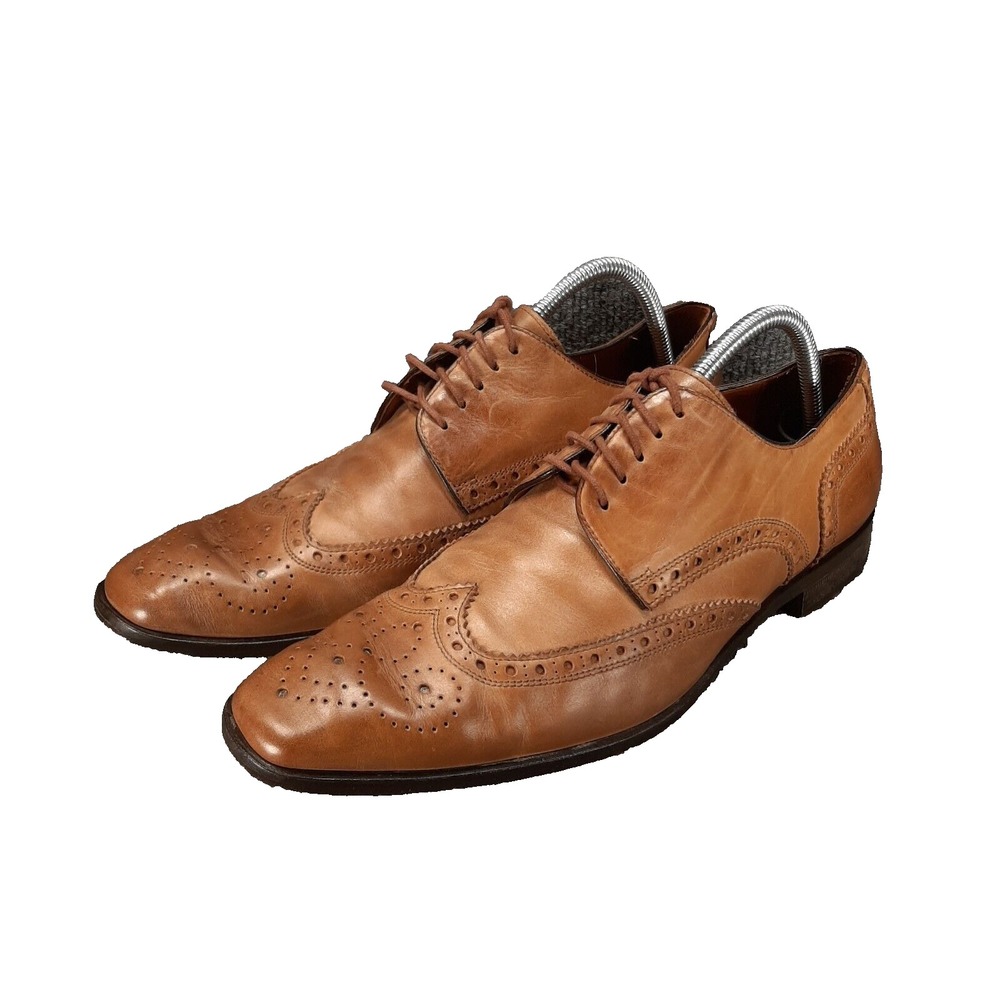 Massimo Matteo Cuoio Wingtip Leather Dress Shoes Men's Size 9M Made in Italy